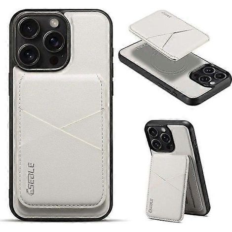 Étui magnétique pour iPhone 16 Pro Max avec porte-cartes amovible, en cuir et TPU. (1/5)