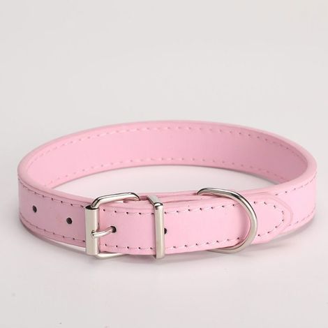 Collier pour chien ajustable en cuir PU - Rose clair - 1,0 x 30 cm - Multicolore - 1 collier pour chien (1/4)