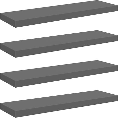 Lot de 4 Étagère Flottante - Étagères murales Gris brillant 80x23,5x3,8 cm MDF (1/5)