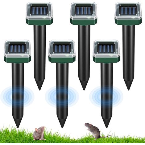 6Pcs Répulsif Taupe Solaire, Anti Taupe Ultrason Solaire, Répulsif Taupe Ultrason Solaire, Anti Taupe Solaire avec Ip65 Imperméable, pour Taupes, Serpents, Campagnols Et Autres Animaux (6Pcs)