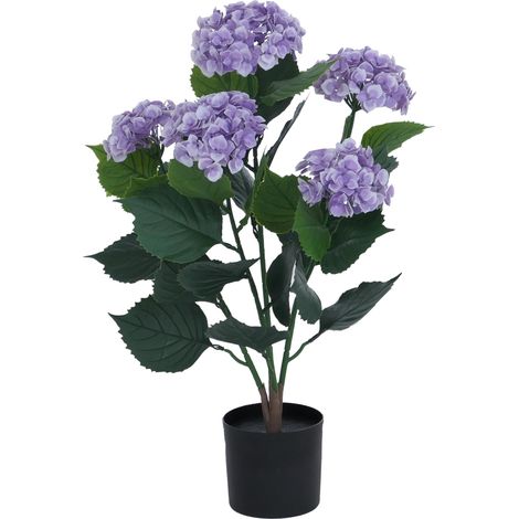 [NON UTILIZZATO] Ortensia artificiale HHG-035, pianta decorativa, con vaso, per esterni, in polietilene, 60x40x40 cm, viola (1/5)