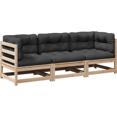 Maison Exclusive - 3-tlg. Garten-Sofagarnitur mit Kissen Massivho