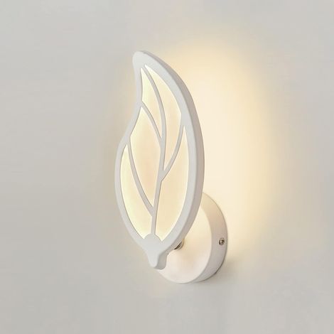 (Lumière chaude)Applique Murale LED 10W, Applique Murale Acrylique, Lampe Murale Interieur Blanche Forme de Feuille, Applique Murale Enfant, Applique Art Deco pour Salon, Chambre, Chevet (1/5)