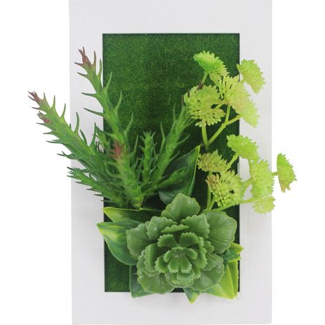 Planta artificial de 15 x 24 cm, con marco, para colgar en la pared, ideal para la decoración de interiores de apartamentos u oficinas. (1/5)