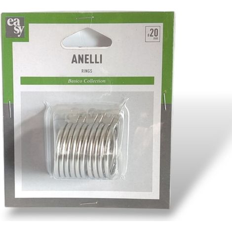 10PZ ANELLI PER TENDA D.20MM COL.NICHELSATINATO (1/4)