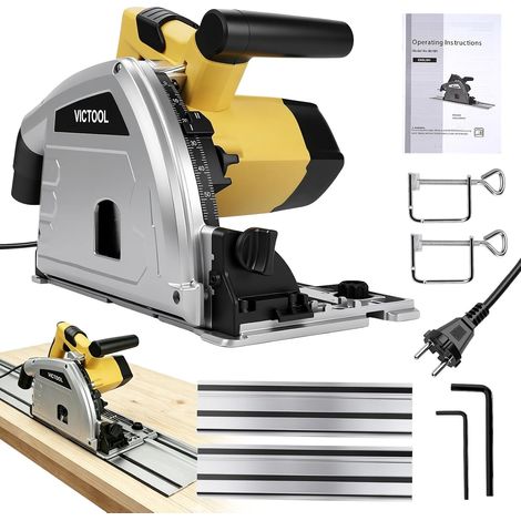 Scie plongeante avec 2 rails de guidage de 700 mm, scies plongeantes 1200 W, scie circulaire à main, profondeur de coupe avec profondeur de coupe de 56 mm, coupe inclinée de 0 à 45°, lame de scie Ø (1/5)