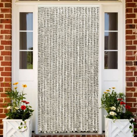 Moustiquaire Porte, Rideau pour Porte, Rideaux Anti Mouche Gris clair et gris foncé 90x220 cm Chenille GTY47892 (1/5)