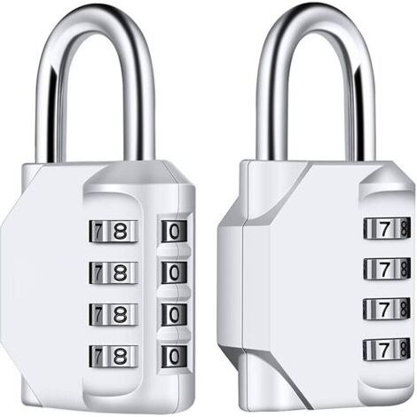 [2 Pièces] 4-Digit Cadenas à Combinaison. Serrure Combinée Imperméabiliser. Métal étanche et Fermoir Combiné en Acier Plaqué pour L'école. Casier. Boîte à outils. Clôture. Armoires - Argent (1/4)