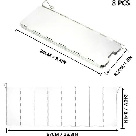 Plaques 8/9/10/12/14/16 Pare-vent pour réchaud à gaz, idéal pour le camping, les pique-niques et la cuisson en extérieur. Écran coupe-vent en alliage d'aluminium pour réchauds portables. (1/5)