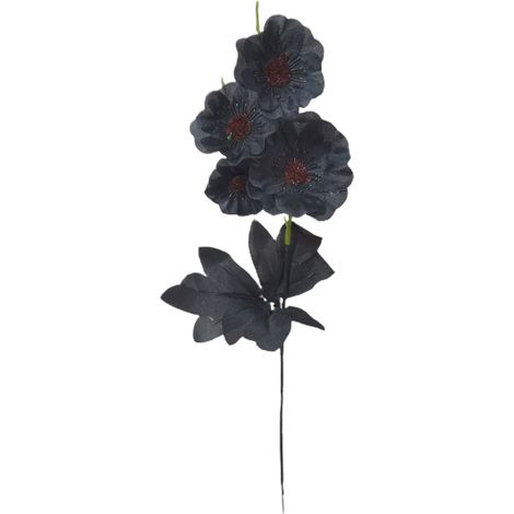 (6 pièces par paquet) (Capture d'écran en noir) Fleur de coquelicot / tissu de soie, fil de fer / 49 cm, diamètre de la fleur 5 cm, 4,5 cm / (3072, 30) (1/5)