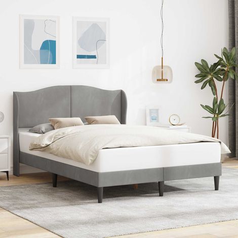 vidaXL Cadre de lit avec tête de lit Gris clair 120 x 190 cm Velours (1/5)