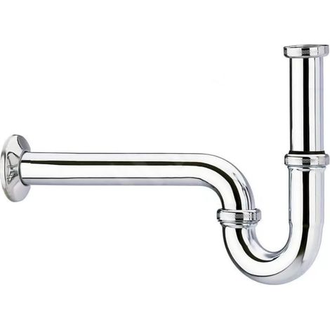 Universel pour Lavabo et Évier – Bonde de Lavabo Tubulaire – Siphon Adaptable – Siphon Anti-Odeur avec Orifice de Nettoyage + Mode d’Emploi - Chromé (1/3)