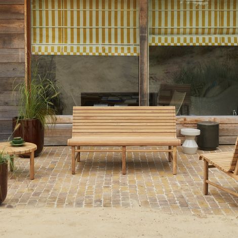 Banquette de jardin en teck massif recyclé 2 places Hélen (1/5)