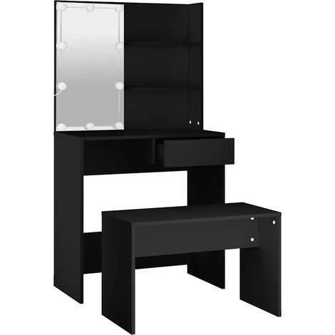 Maison Exclusive - Schminktisch-Set mit LED Schwarz Holzwerkstoff (1/5)