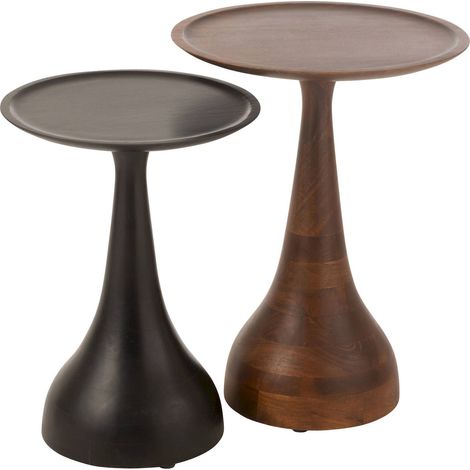 Table gigogne en bois de manguier marron et noir élégante - Marron et noir bois de manguier (1/5)
