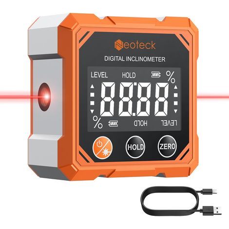 Inclinomètre Numérique Rechargeable avec Laser Double – 4 Côtés Magnétiques, ±0.1° Haute Précision, Écran LCD Inversé – Niveau Électronique pour Menuiserie Bricolage Pose de Carrelage (1/5)