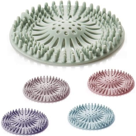 5 Pièces Couvercles de Drain de Douche, Filtre Attrape Cheveux Douche SiliCône Tube Drainer Attrape Cheveux Bouchon avec Ventouse pour Cuisine Salle de Bain (1/5)