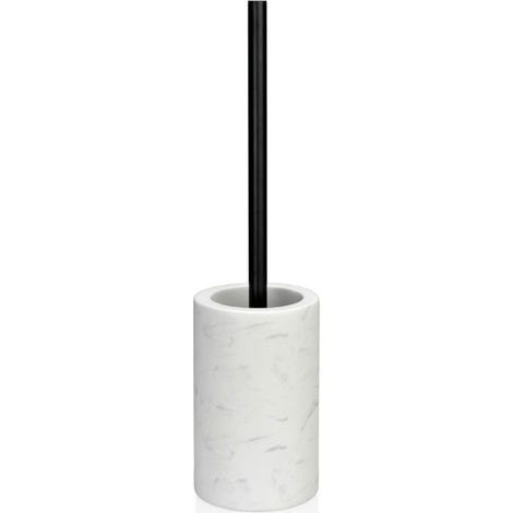 Brosse WC céramique effet marbre blanc et métal noir (1/3)