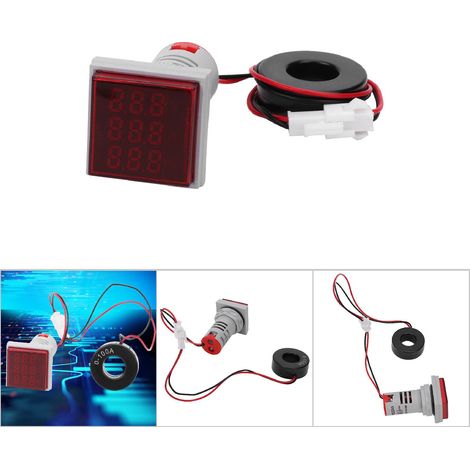 3-in-1-Quadrat-Digitalanzeige: Wechselspannung, Stromstärke, Frequenz – Rotes Lichtsignal (1/5)