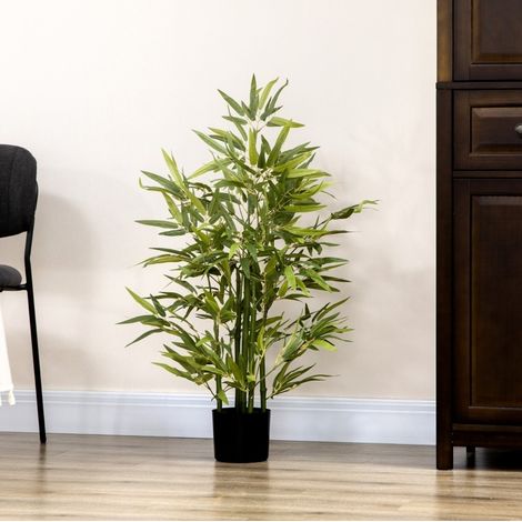 Bambou artificiel 90 cm en plastique vert, en pot, pour intérieur sans entretien – MEUBLIV (1/5)