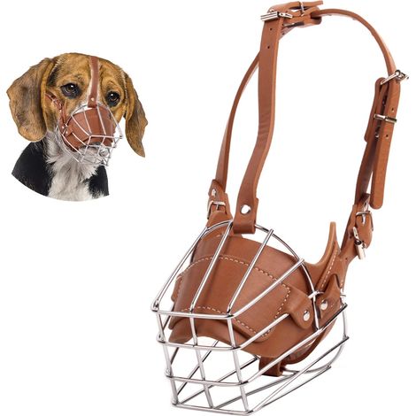 Muselière en métal pour chien, protection buccale ajustable pour chiens de grande, moyenne et petite taille (M). (1/5)