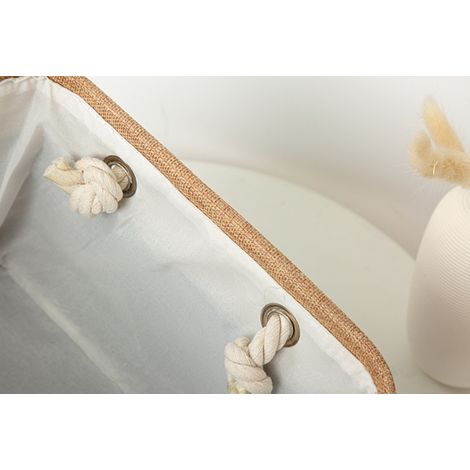 Faltbarer Aufbewahrungskorb in Grün-Beige aus Baumwoll-Leinen-Gewebe, Organizer-Box für Kleidung, Spielzeugkiste mit Griffen (1/5)