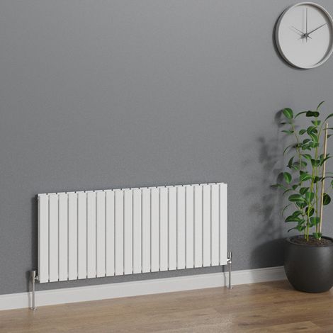 WarmeHaus Horizontal 600x1428mm Flat Panel Radiator White Double (1/5)