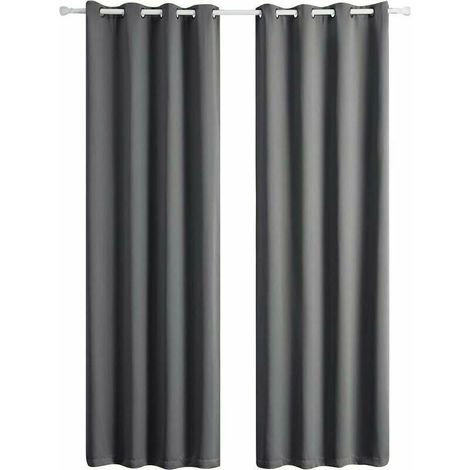 Green Mobility-Lot de 2 rideaux occultants thermiques - Gris - 140 x 260 cm (1/4)