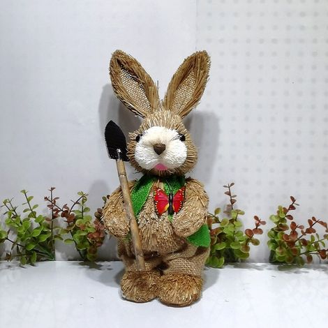 (Set mit 2 männlichen und weiblichen Bauernhofkaninchen, 25 cm) Osterdekoration für Zuhause oder Partys (23 cm)