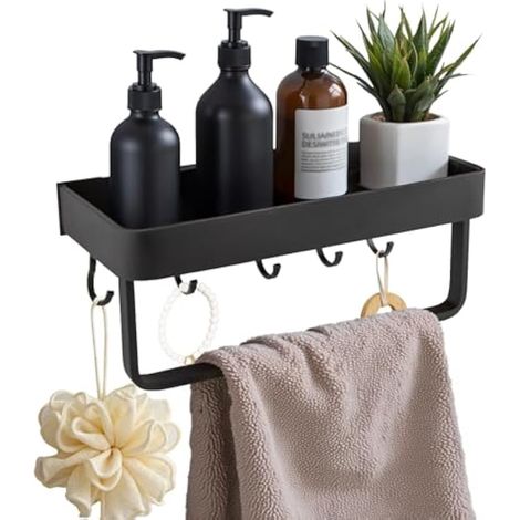 Anneau porte-serviette avec étagère pour mur de salle de bain, installation par perçage, robuste et beau, peut également être utilisé dans les cuisines, les balcons, les toilettes, les (1/5)