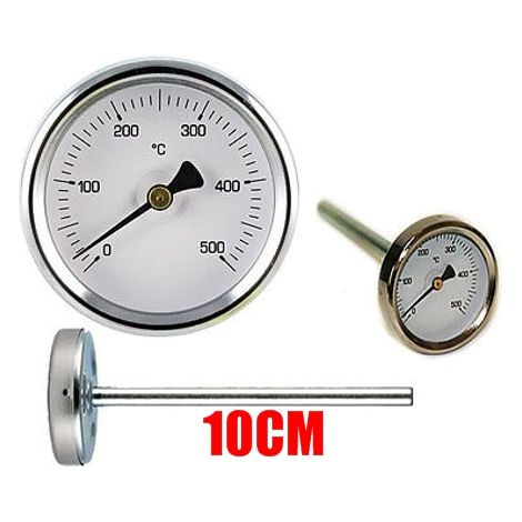 TERMOMETRO FORNI A LEGNA - BARBECUE E FUMI 0 - 500GR con sonda rigida da 10 cm -