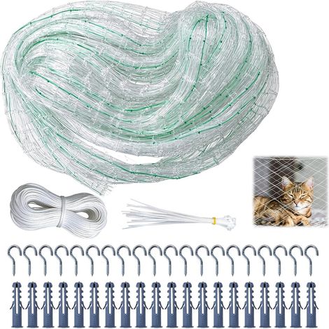 Filet de Protection pour Chat 6 x 3 m – Filet sécurisé Transparent en Nylon découpable avec Maille de 2,5 cm – Installation Facile sans perçage – Résistant aux UV et aux intempéries (1/5)