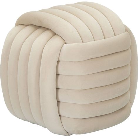 Dmora - Pouf Bozzente, Mehrzwecksessel, Nachttisch, Hockerhocker, 45x45 h45 cm, Creme