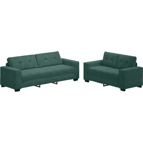 Sofa Set 2 pcs Dunkelgrün 221 x 78 x 80 cm Samt vidaXL (1/5)