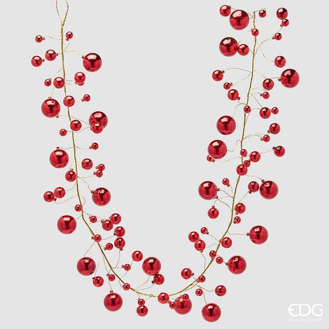 EDG Enzo De Gasperi Festone Natalizio Palle Mix 100 Elementi H180 cm Rosso – Decorazione di Natale (1/3)