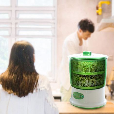 Germoir à trois niveaux avec plaque de pression, entièrement automatique pour usage domestique, grande capacité, seau de germination, bocal à germes de haricots mungo, petit pot de semis fait maison, (1/5)