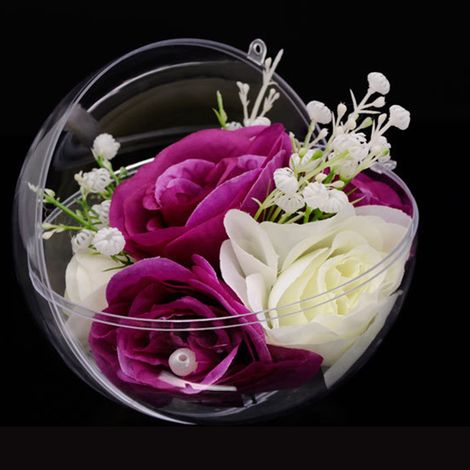 Boule creuse décorative en plastique transparent 40 mm remplissable pour décoration sapin Noël suspendue et maison