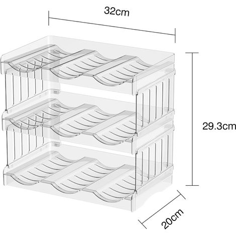 Botellero de plástico apilable de 3 piezas, moderno soporte para botellas, estante para 9 botellas de agua, vino u otras bebidas, botellero transparente, caja para cocina, armario o nevera. (1/4)