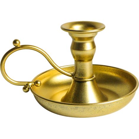 Candelabro de cobre con asa, 6 x 4 pulgadas, dorado, para decoración del hogar (1/5)