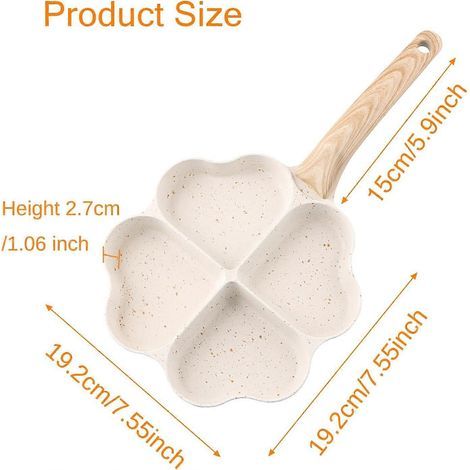 Poêle à œufs au plat, poêle à crêpes en forme de cœur, poêles antiadhésives à 4 compartiments, poêle à omelette à induction, petite poêle à frire (1/4)