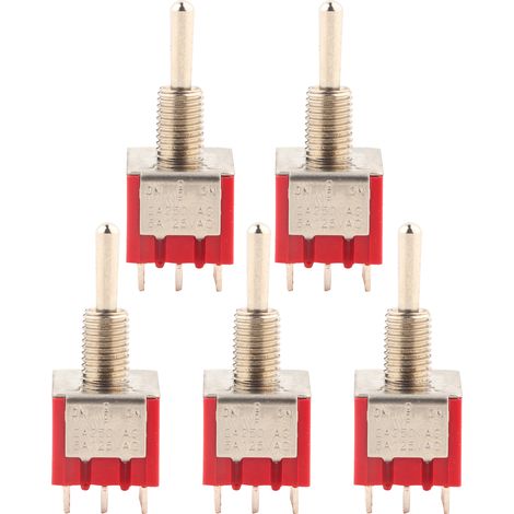 Lot de 5 mini-interrupteurs à bascule MTS-303, 3PDT, 9 broches, 3 positions (Marche/Arrêt/Marche). (1/5)