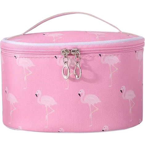 Flamingo PU Cuir Portable Travel Lady Sac Cosmétique Imperméable (Rose)