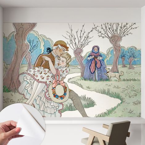 Papier peint autocollant Mural avec colle pour salon et chambre Décoration murale rapide Scène romantique 152x104 cm (1/5)