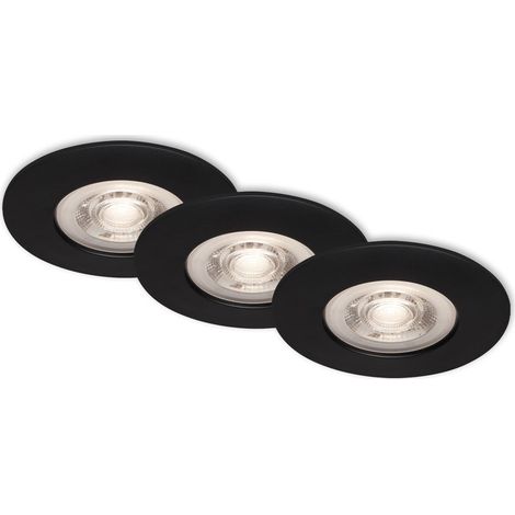 LED Einbauleuchten Badleuchte 3er Set 5 W 3000K IP44 Schwarz-matt Ø9cm Briloner