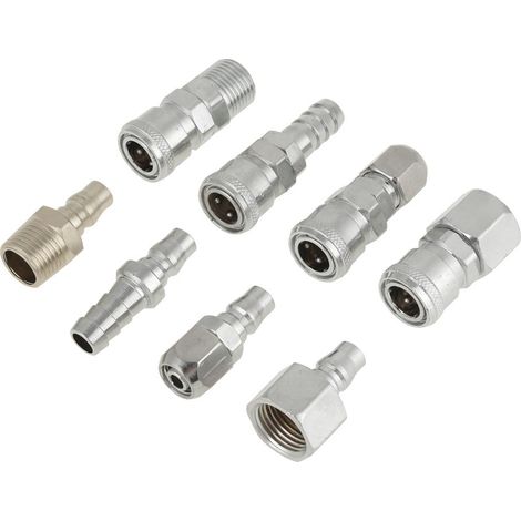 Set di 8 connettori per compressore d'aria – filettatura maschio BSP da 1/2″ – raccordi rapidi – accoppiatore 8x12mm