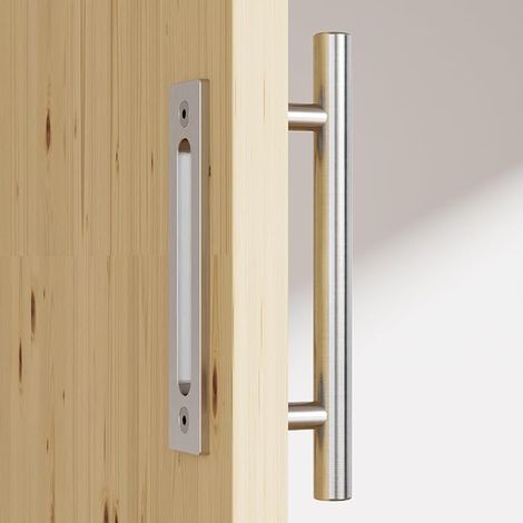24cm Poignee Porte Coulissante Poignee de Porte Acier inoxydable Double face Poigné, Argent (1/5)