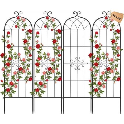 Rankgitter, 180x52,5 cm 4er-Pack, Metall Rankhilfe mit Pulverbeschichteter Oberfläche & Verriegelungsmechanismus, Kletterhilfe, Garten Spalier, Pflanzengitter für Blumen, Gemüse & Rosen (1/5)