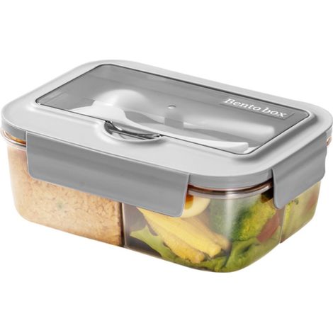 Unterteilte, auslaufsichere Lunchbox für Kinder (1400 ml) mit Besteck, ideal für Frühstück und Snacks. Inklusive Soßenbehälter. Geeignet für Mädchen und Jungen.