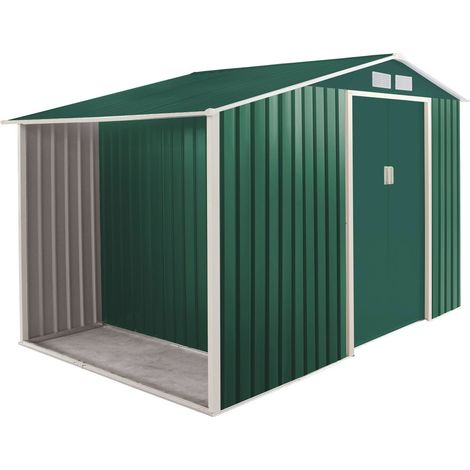 Casetta in lamiera con legnaia e porte scorrevoli Garden Cottage Metalgreen (1/4)