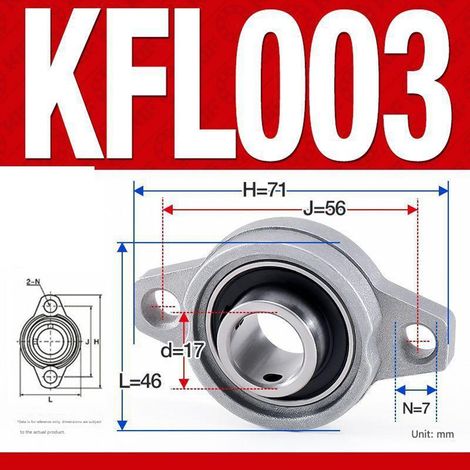 Satz mit 4 KFL003 Flanschlagern aus Zinklegierung – 17 mm Durchmesser, diamantgelagert für Getriebe und Industriemaschinen, Silber